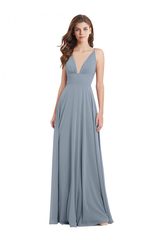 Chiffon V-Back Long V-Neck A-Line Bridesmaid Dress / Evening Gowns Plymouth