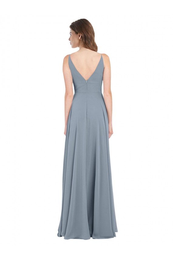 Chiffon V-Back Long V-Neck A-Line Bridesmaid Dress / Evening Gowns Plymouth