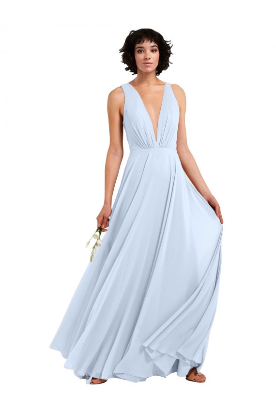 Soft Chiffon Long V-Neck A-Line Bridesmaid Dresses Plymouth