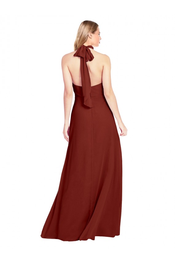 Soft Chiffon Open Back Long Halter Neck A-Line Prom Dress / Bridesmaid Dress Plymouth