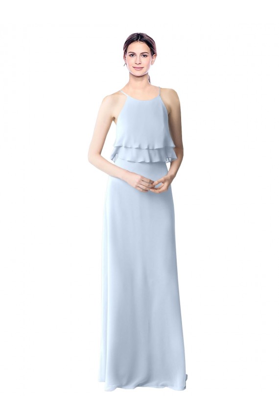 Soft Chiffon Long Halter Neck A-Line Bridesmaid Dresses Plymouth