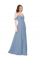 Chiffon Low Back Sleeveless Sweetheart Dusty Blue A-Line Wedding Party Dress Plymouth