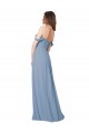 Chiffon Low Back Sleeveless Sweetheart Dusty Blue A-Line Wedding Party Dress Plymouth