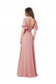 Soft Chiffon V-Back Long V-Neck Bliss Pink A-Line Bridesmaid Dress Plymouth