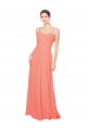Soft Chiffon Open Back Long Spaghetti Straps Coral A-Line Bridesmaid Dress Plymouth