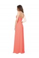 Soft Chiffon Open Back Long Spaghetti Straps Coral A-Line Bridesmaid Dress Plymouth