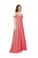 Soft Chiffon Low Back Long Off the Shoulder Desert Rose A-Line Bridesmaid Dress Plymouth