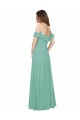 Soft Chiffon Open Back Long Off the Shoulder Jade A-Line Bridesmaid Dress Plymouth