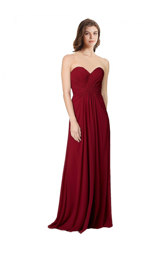 Chiffon Open Back Long Floor Length Sweetheart A-Line Bridesmaid Dress Plymouth