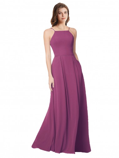 Soft Chiffon Open Back Long Strapless A-Line Bridesmaid Dress Plymouth