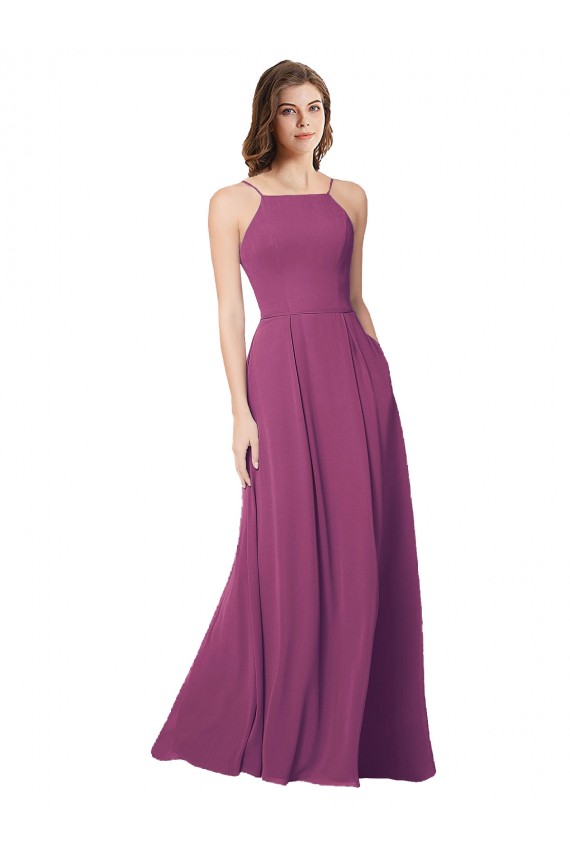 Soft Chiffon Open Back Long Strapless A-Line Bridesmaid Dress Plymouth