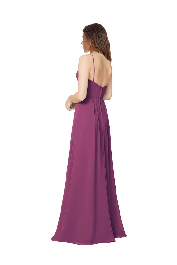 Soft Chiffon Open Back Long Strapless A-Line Bridesmaid Dress Plymouth