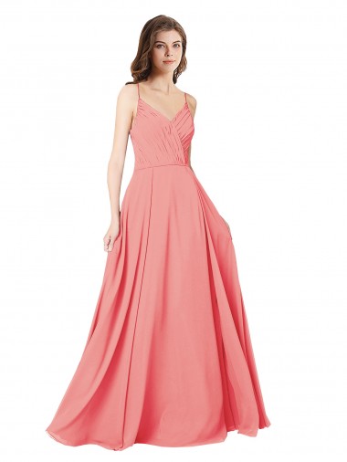 Soft Chiffon Criss Cross Open Back Long V-Neck A-Line Bridesmaid Dress Plymouth