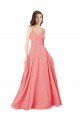 Soft Chiffon Criss Cross Open Back Long V-Neck A-Line Bridesmaid Dress Plymouth