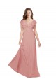 Chiffon Criss Cross Back Long V-Neck Bliss Pink A-Line Bridesmaid Dress / Evening Dress Plymouth
