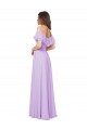Soft Chiffon Low Back Long Off the Shoulder Lilac A-Line Bridesmaid Dress Plymouth