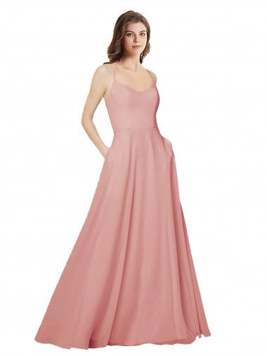 Soft Chiffon Criss Cross Open Back Long Strapless A-Line Bridesmaid Dress Plymouth