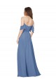 Soft Chiffon Open Back Long Off the Shoulder Windsor Blue A-Line Bridesmaid Dress Plymouth
