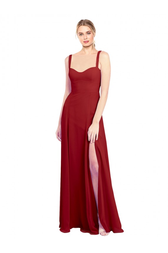 Soft Chiffon Long Sweetheart Red A-Line Bridesmaid Dress Plymouth
