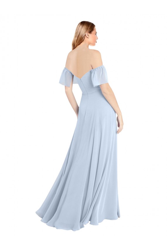 Soft Chiffon V-Back Long Off the Shoulder A-Line Formal Dress / Bridesmaid Dress Plymouth