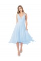 Soft Chiffon Keyhole Back Midi Length V-Neck A-Line Bridesmaid Dress Plymouth