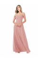 Soft Chiffon Long Off the Shoulder Bliss Pink A-Line Bridal Party Dress Plymouth