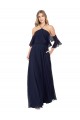 Soft Chiffon Long Halter Neck Dark Navy A-Line Formal Dress / Bridesmaid Dress Plymouth
