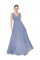 Soft Chiffon V-Back Long V-Neck Dusty Blue A-Line Formal Evening Gown / Prom Dress / Bridesmaid Dress Plymouth