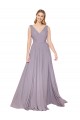 Soft Chiffon V-Back Long V-Neck Dusty Rose A-Line Formal Evening Gown / Prom Dress / Bridesmaid Dress Plymouth