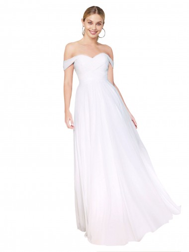 Soft Chiffon Long Off the Shoulder A-Line Formal Evening Gown / Prom Dress / Bridesmaid Dress Plymouth