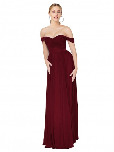 Soft Chiffon Long Off the Shoulder Mermaid Formal Dress / Bridesmaid Dress Plymouth