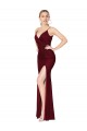 Soft Chiffon V-Back Long V-Neck Burgundy Mermaid Formal Evening Gown / Prom Dress / Bridesmaid Dress Plymouth