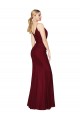 Soft Chiffon V-Back Long V-Neck Burgundy Mermaid Formal Evening Gown / Prom Dress / Bridesmaid Dress Plymouth