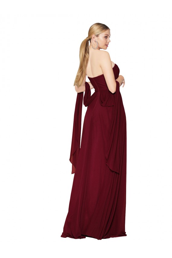 Soft Chiffon Sleeveless Sweetheart Burgundy A-Line Formal Evening Gown / Prom Dress / Bridesmaid Dress Plymouth