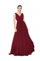 Soft Chiffon V-Back Long V-Neck Burgundy A-Line Formal Dress / Bridesmaid Dress Plymouth