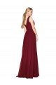 Soft Chiffon V-Back Long V-Neck Burgundy A-Line Formal Dress / Bridesmaid Dress Plymouth