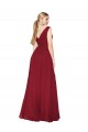 Soft Chiffon V-Back Long V-Neck A-Line Black Tie Evening Gown / Prom Dress / Bridesmaid Dress Plymouth