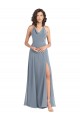 Soft Chiffon V-Back Long Halter Neck Dusty Blue A-Line Bridesmaid Dress Plymouth