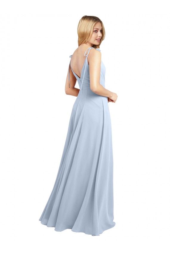 Chiffon V-Back Long Spaghetti Straps A-Line Bridesmaid Dress / Evening Gowns Plymouth