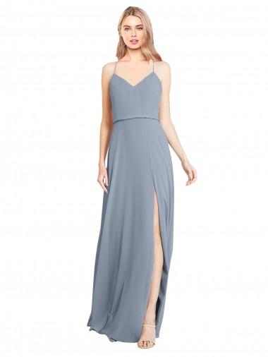 Soft Chiffon Open Back Long Off the Shoulder A-Line Bridesmaid Gowns Plymouth