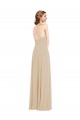 Soft Chiffon Criss Cross Back Long V-Neck A-Line Semi Formal Evening Dress / Bridesmaid Dress Plymouth