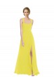 Soft Chiffon Long Spaghetti Straps Yellow A-Line Semi Formal Evening Dress / Bridesmaid Dress Plymouth