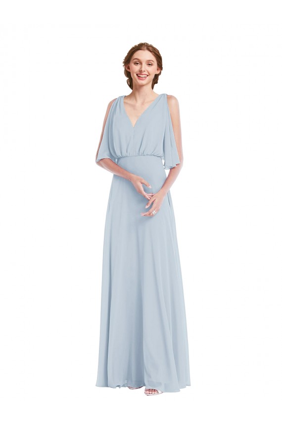 Soft Chiffon Long V-Neck A-Line Evening Gown / Bridesmaid Dress Plymouth