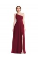 Soft Chiffon Long One Shoulder Burgundy A-Line Semi Formal Evening Dress / Bridesmaid Dress Plymouth