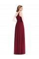 Soft Chiffon Long One Shoulder Burgundy A-Line Semi Formal Evening Dress / Bridesmaid Dress Plymouth