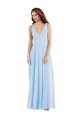 Soft Chiffon Long V-Neck Light Sky Blue A-Line Semi Formal Evening Dress / Bridesmaid Dress Plymouth