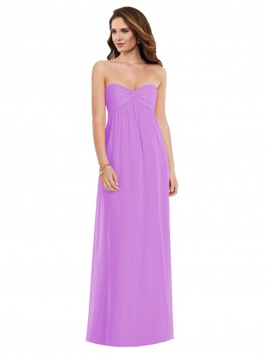 Soft Chiffon Low Back Long Sweetheart Violet A-Line Semi Formal Evening Dress / Bridesmaid Dress Plymouth