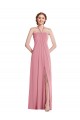 Soft Chiffon Open Back Long Halter Neck Skin Pink A-Line Semi Formal Evening Dress / Bridesmaid Dress Plymouth