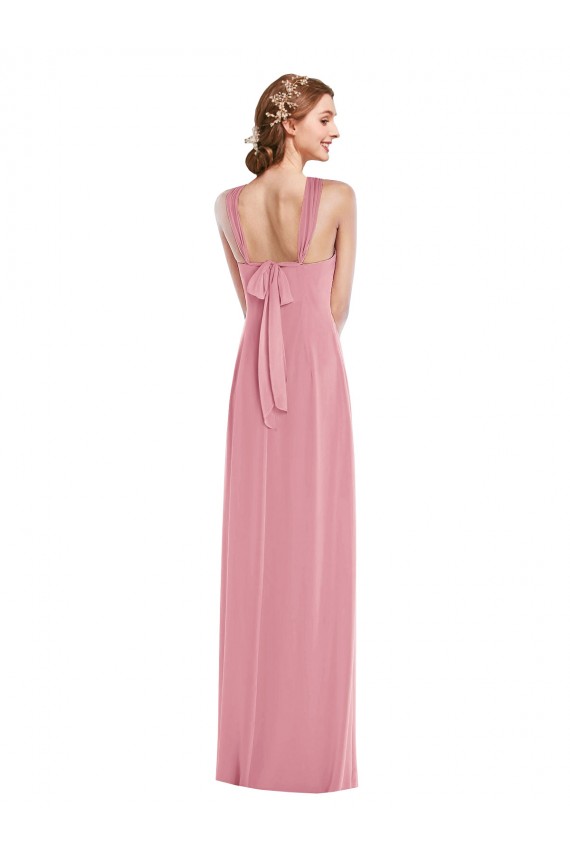 Soft Chiffon Open Back Long Halter Neck Skin Pink A-Line Semi Formal Evening Dress / Bridesmaid Dress Plymouth
