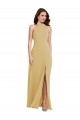 Soft Chiffon Criss Cross Open Back Long Halter Neck A-Line Semi Formal Evening Dress / Bridesmaid Dress Plymouth